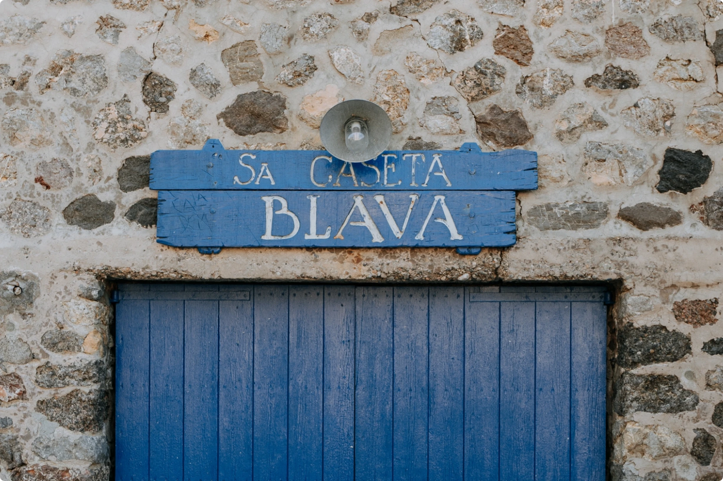 A building with a blue door