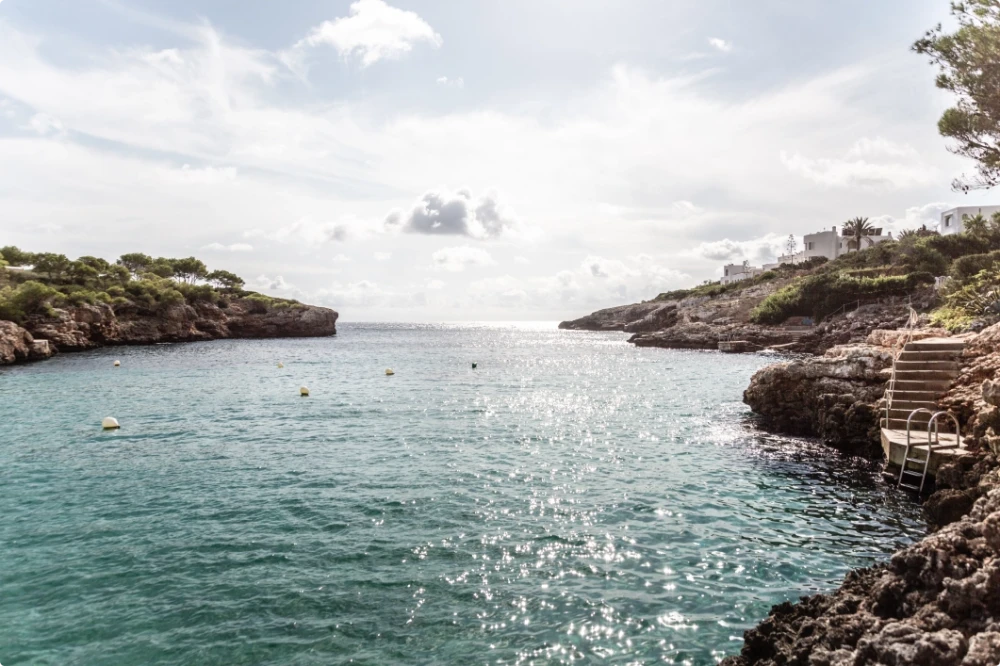A costal ocean view of The South East of Mallorca