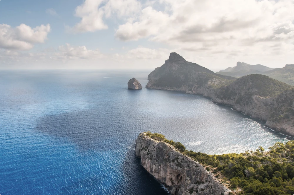 Aerial shot of a coastal cove