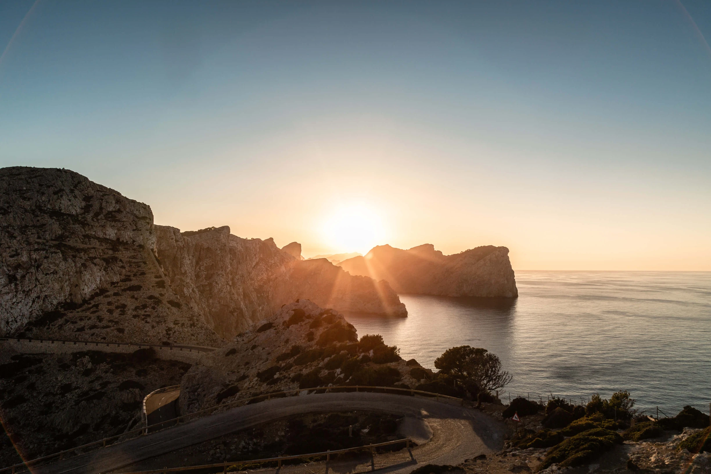 Sunset over the cliffs of Formentor